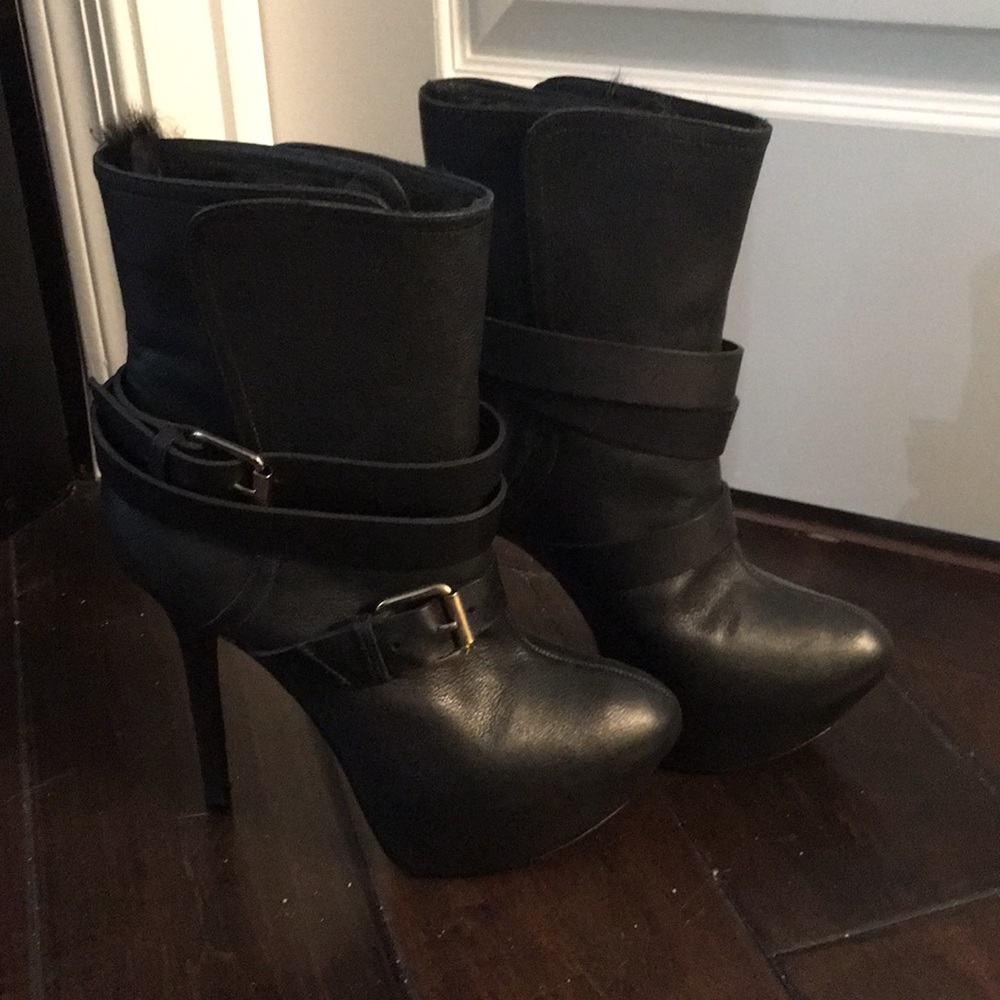 Report fur lined stiletto booties
